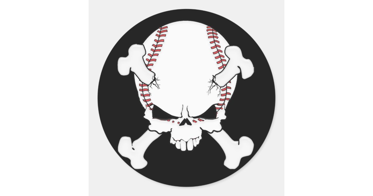 Baseball Skull Classic Round Sticker | Zazzle