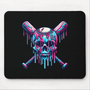 Baseball Skull Drip Baseball Drip Baseball Ice Cre Mouse Pad