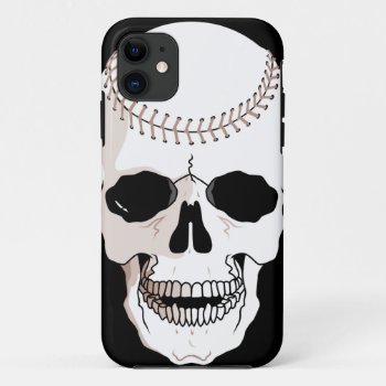 Baseball Skull Head Iphone 11 Case by sports_shop at Zazzle