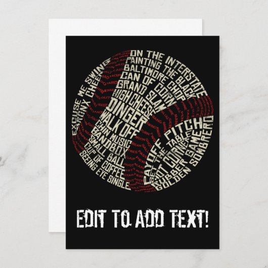 Baseball Slang Words Calligram (Front/Back)