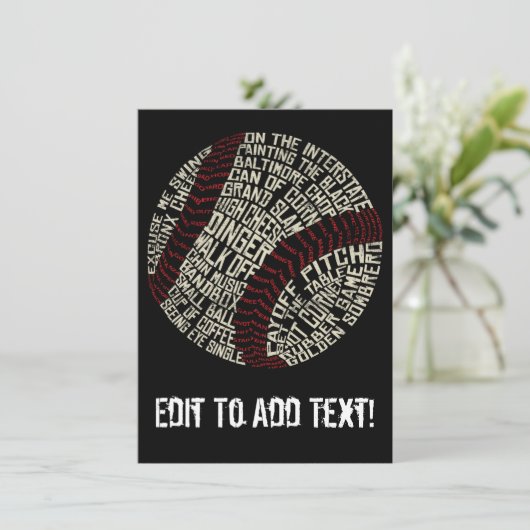 Baseball Slang Words Calligram (Standing Front)