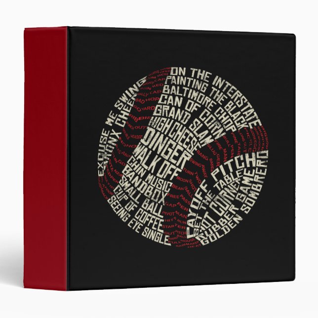 Baseball Slang Words Calligram Binder (Front/Spine)