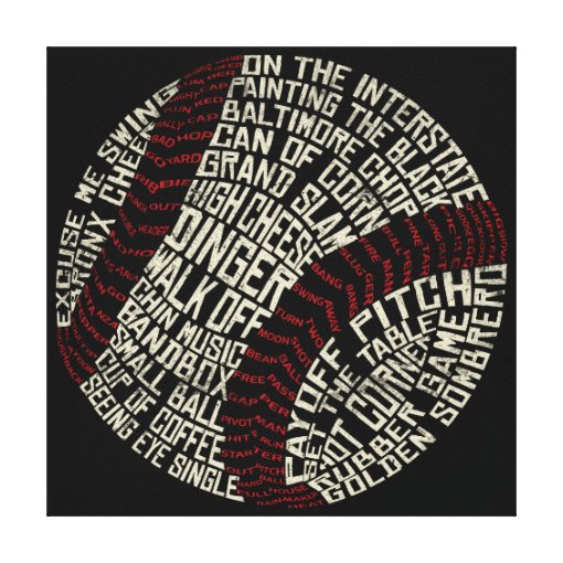 Baseball Slang Words Calligram Canvas Print Zazzle
