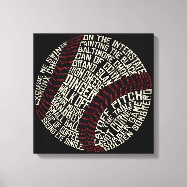 Baseball Slang Words Calligram Canvas Print (Front)