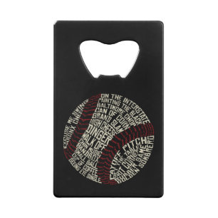 Baseball Slang Words Calligram Credit Card Bottle Opener
