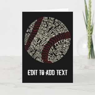 Baseball Slang Words Calligram Holiday Card