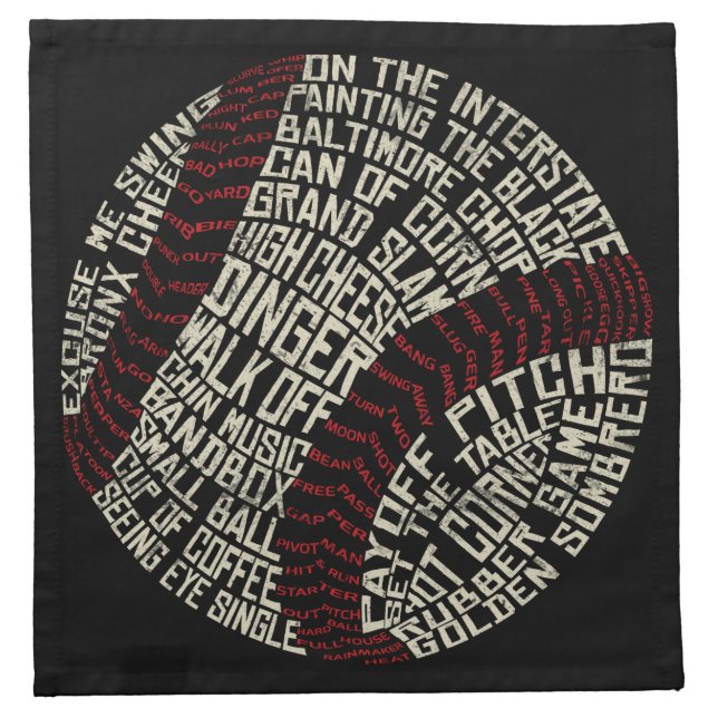 Baseball Slang Words Calligram Napkin (Front)