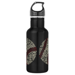 Baseball Slang Words Calligram Stainless Steel Water Bottle