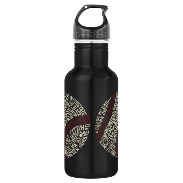 Baseball Slang Words Calligram Stainless Steel Water Bottle (Front)
