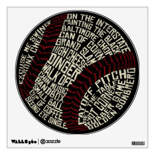Baseball Slang Words Calligram Wall Sticker