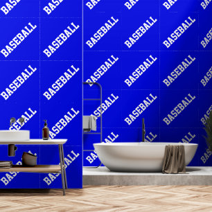 BASEBALL Slant Athletic White Text On Bright Blue Wallpaper
