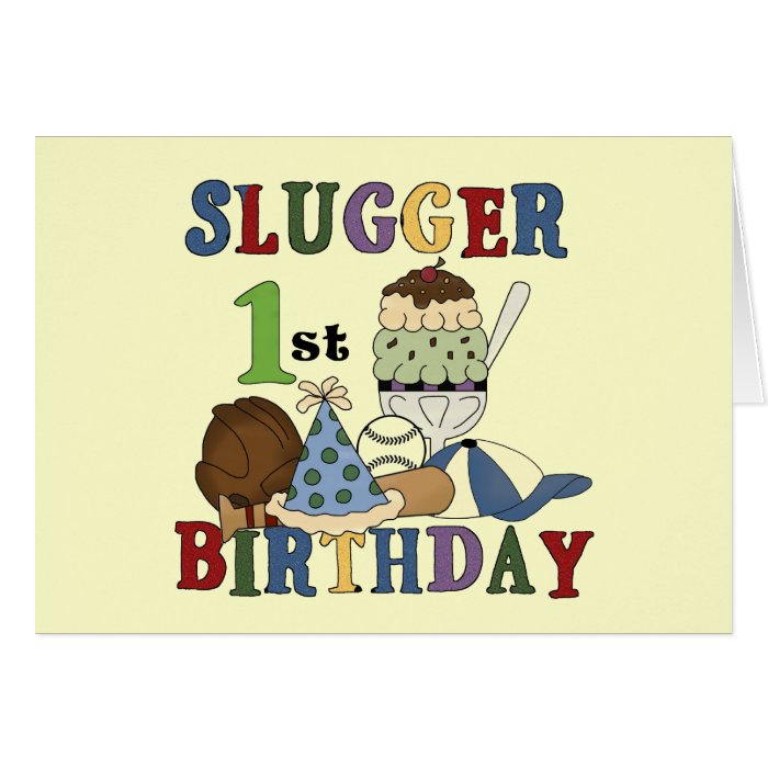 Baseball Slugger 1st Birthday Tshirts and Gifts Cards