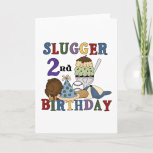 Baseball Slugger 2nd Birthday tshirts and Gifts Card
