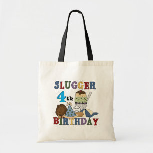 Baseball Slugger 4th Birthday Tote Bag