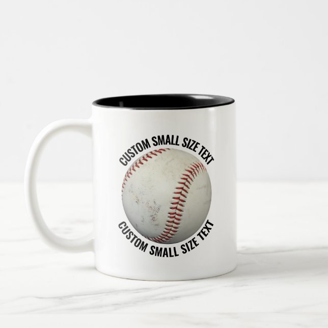 Baseball & Small Text BLACK 11oz Custom Two-Tone Coffee Mug (Left)
