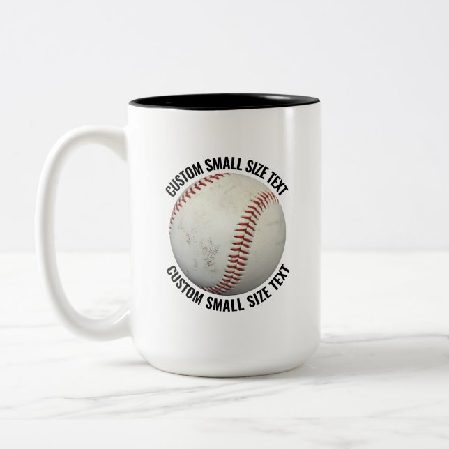 Baseball & Small Text BLACK 15oz Custom Two-Tone Coffee Mug (Left)