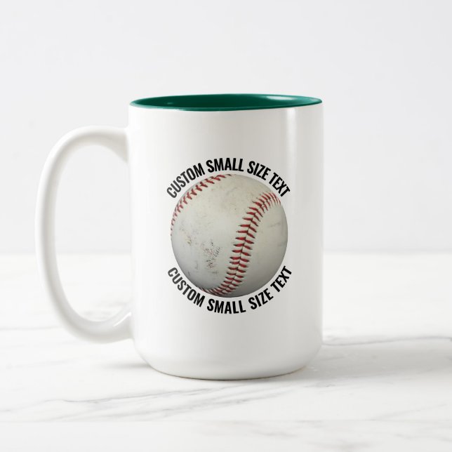 Baseball & Small Text HUNTER GREEN 15oz Custom Two-Tone Coffee Mug (Left)