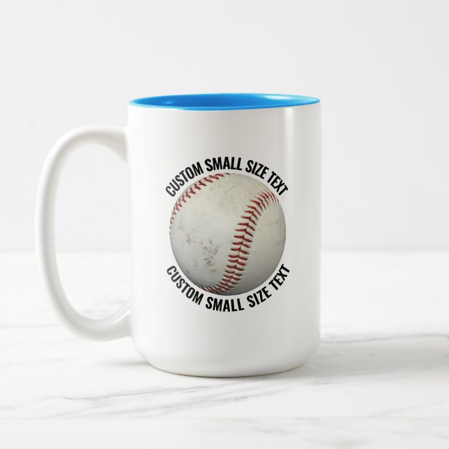Baseball & Small Text LIGHT BLUE 15oz Custom Two-Tone Coffee Mug (Left)