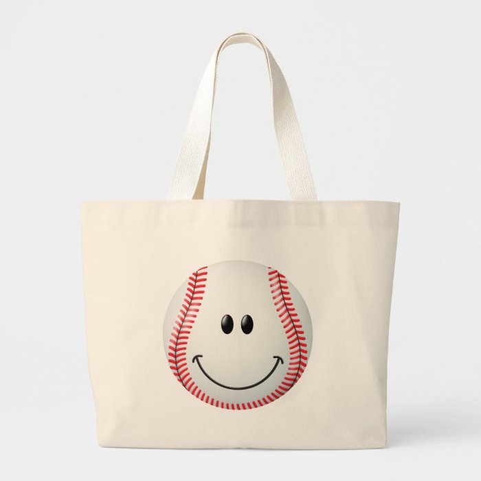 Baseball Smiley Face Tote Bag