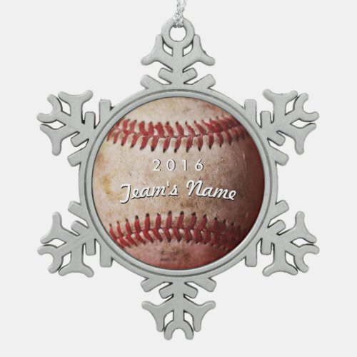 Baseball Snowflake Pewter Christmas Ornament