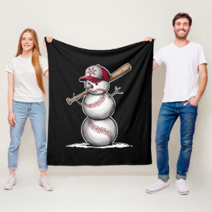 Baseball Snowman Balls Snow Christmas Xmas Gifts Fleece Blanket