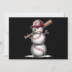 Baseball Snowman Balls Snow Christmas Xmas Gifts Holiday Card