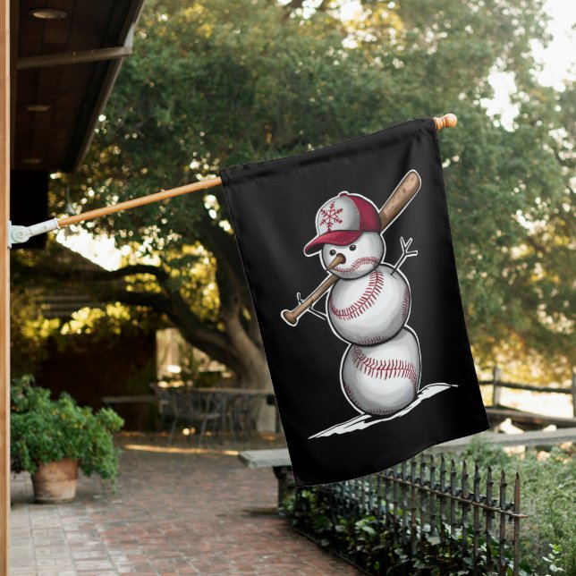 Baseball Snowman Balls Snow Christmas Xmas Gifts House Flag (In SItu)