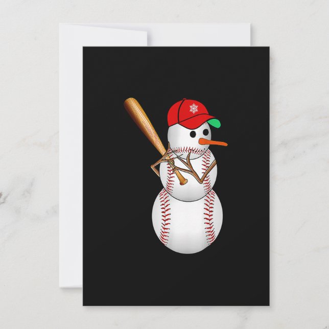 Baseball Snowman Balls Snow Christmas Xmas Gifts M Invitation (Front)