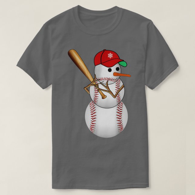 Baseball Snowman Balls Snow Christmas Xmas Gifts M T-Shirt (Design Front)