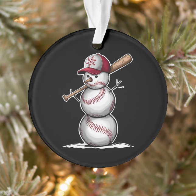 Baseball Snowman Balls Snow Christmas Xmas Gifts Ornament (Tree)