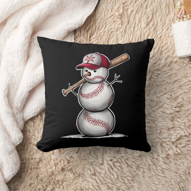 Baseball Snowman Balls Snow Christmas Xmas Gifts Throw Pillow (Blanket)