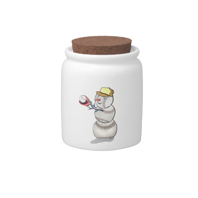 Baseball Snowman Candy Jar (Front)