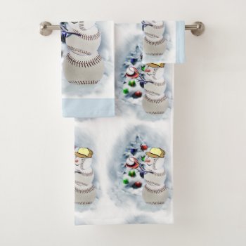 Baseball Snowman Christmas Bath Towel Set by TheSportofIt at Zazzle