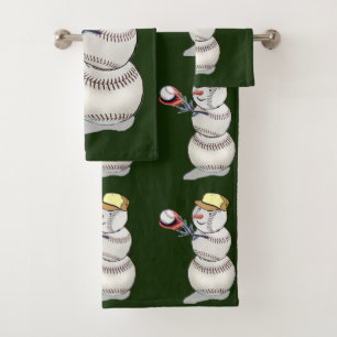 Baseball Snowman Christmas Bath Towel Set