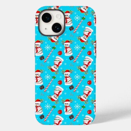 Baseball Snowman Christmas Celebration Pattern Case_Mate iPhone 14 Case