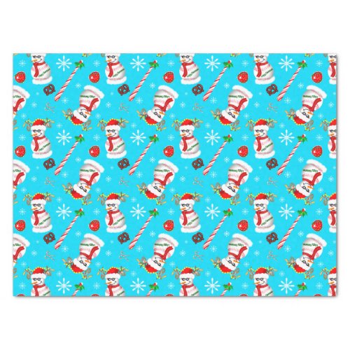 Baseball Snowman Christmas Celebration Pattern Tissue Paper