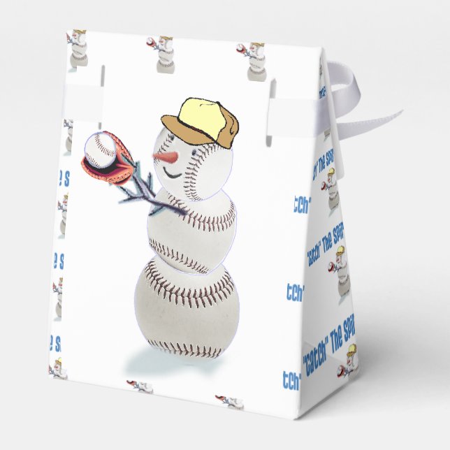 Baseball Snowman Christmas Favor Boxes (Back Side)