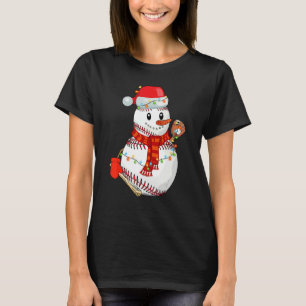 Baseball Snowman Christmas Game Day  For Baseball T-Shirt