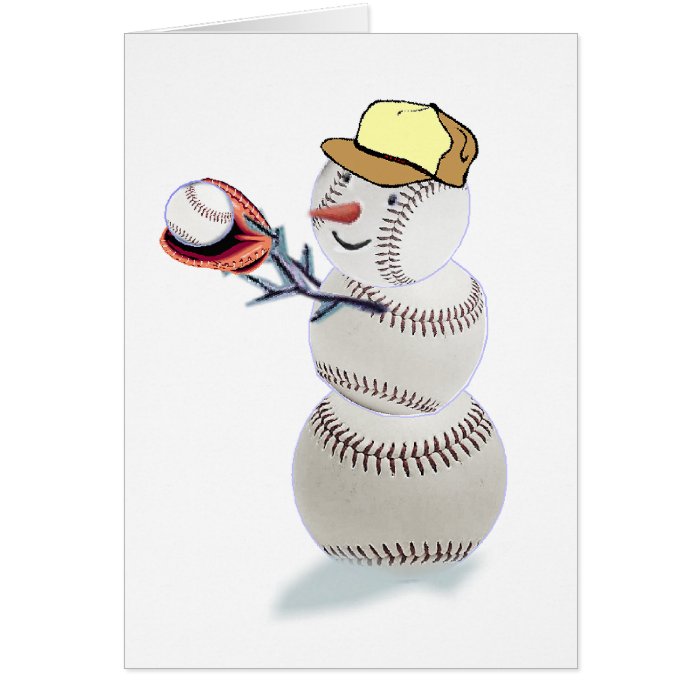 Baseball Snowman Christmas Greeting Cards