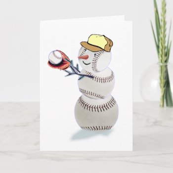 Baseball Snowman Christmas Holiday Card by TheSportofIt at Zazzle
