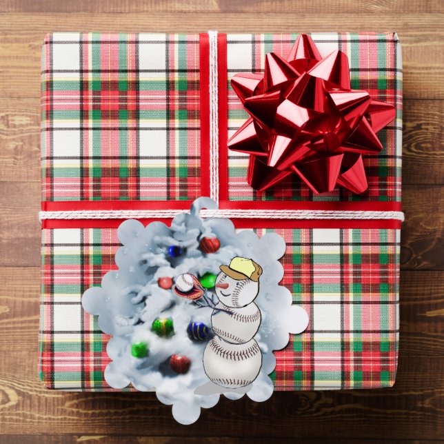 Baseball Snowman Christmas Ornament Card (Insitu (Gift))