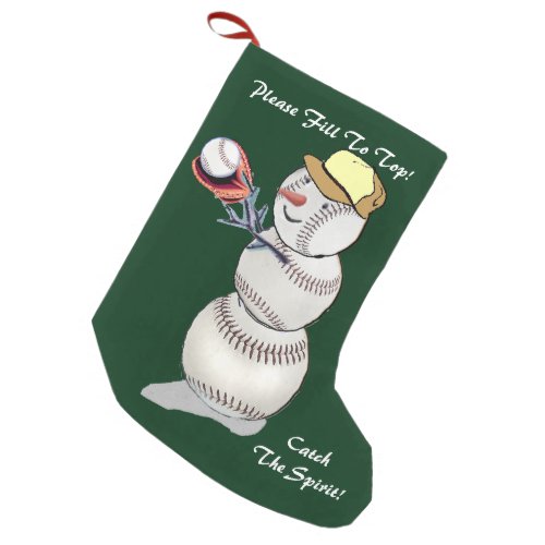 Baseball Snowman Christmas Small Christmas Stocking