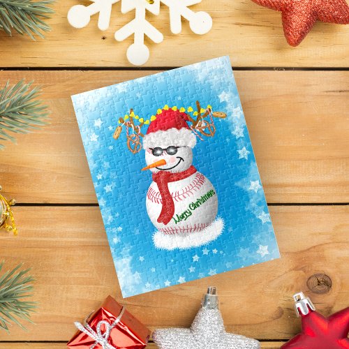 Baseball Snowman Decorated With Popular Snacks Jigsaw Puzzle