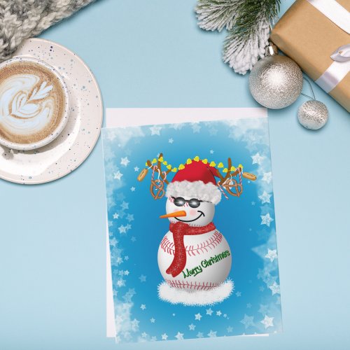 Baseball Snowman Decorated With Popular Snacks Note Card