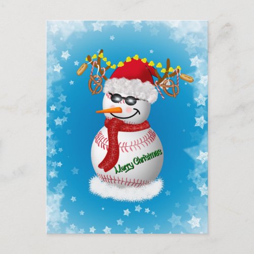 Baseball Snowman Decorated With Popular Snacks  Postcard