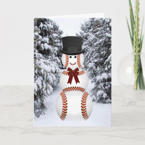 Baseball Snowman Holiday Card