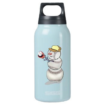 Baseball Snowman Insulated Water Bottle by TheSportofIt at Zazzle