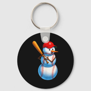 Baseball Snowman Merry Christmas Xmas Pajamas Men  Keychain