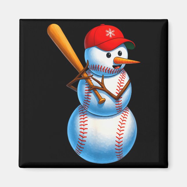 Baseball Snowman Merry Christmas Xmas Pajamas Men  Magnet (Front)
