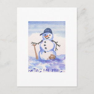 Baseball Snowman Postcard